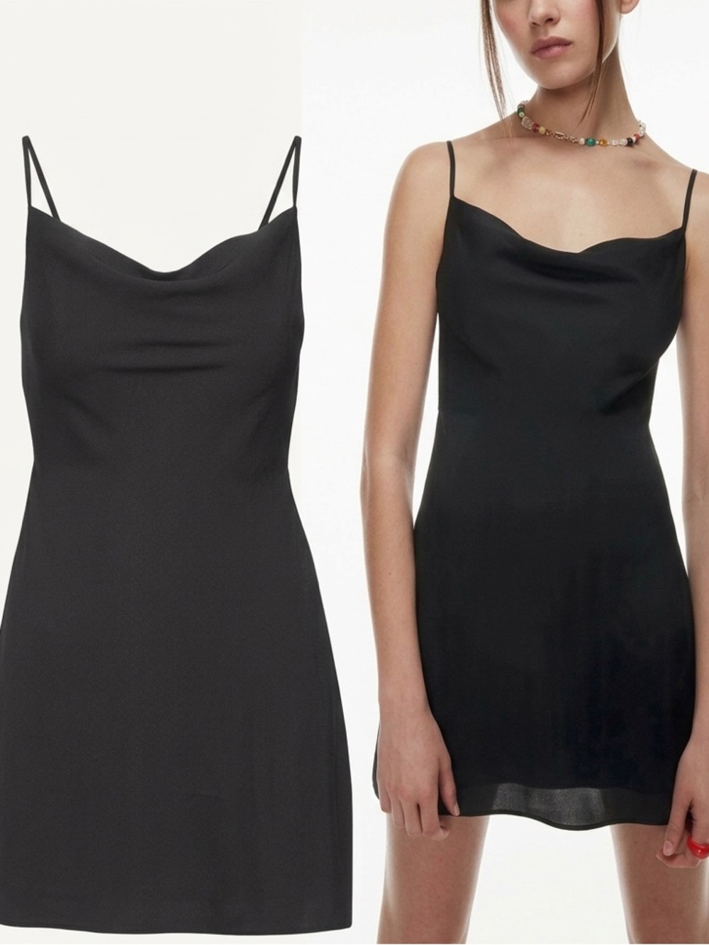 NWT Aritzia Sunday Best Spencer Mini Dress Black XS Matte Crepette Cowl Neck LBD
